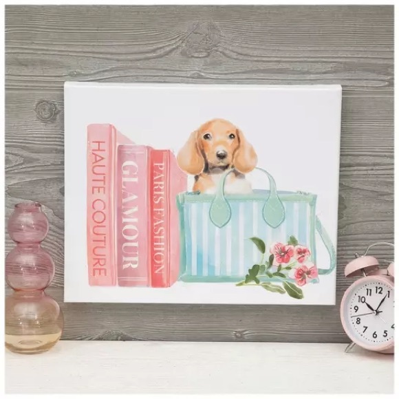 Other - Dachshund puppy Striped Tote Canvas Art 🖼️